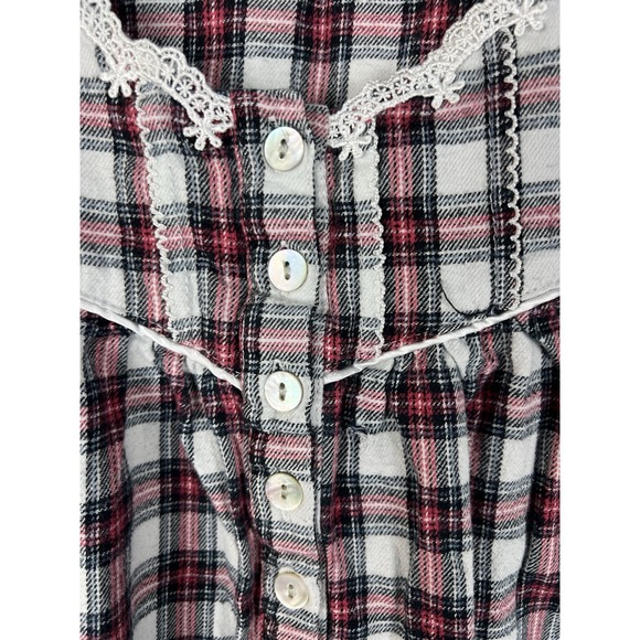Aria XL Plaid Flannel Nightgown 1/4 Button Cottagecore Grandmacore Warm Cozy - Picture 3 of 11